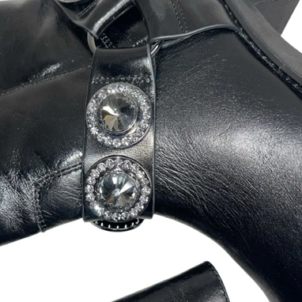 Kurt Geiger London Octavia Harness Black Leather Combat Boots Sz 8/38.5 - Picture 4 of 8